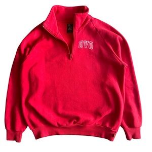 OVO Men’s Quarter Zip Fleece Pullover – Red – Size S